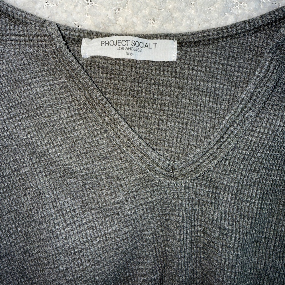 Project Social T Charcoal V-Neck Sweater